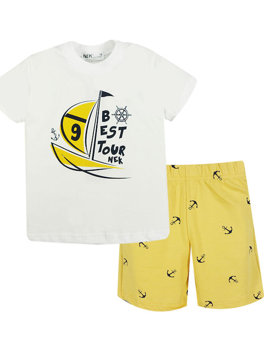 Nek Kids Wear Kids Set with Shorts Summer 2pcs White