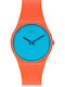 Swatch Urban Мъжки Часовник 34мм На Батерия с Оранжев Каучуков Каишка
