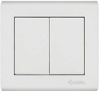 Makel Manolya Recessed Wall Switch Double with Frame Aller Retour White