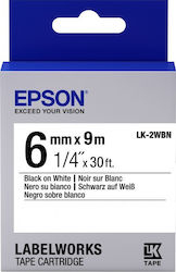 Epson LK-2WBN Bandă de Etichetare 9m x 6mm în Culoarea Alb 1buc