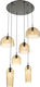 Ondaluce Puck Pendant Chandelier for 6 Bulbs E14, E.14 Honey