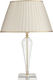 Ondaluce Ravel Glass Table Lamp for Socket E27 with Beige Shade and Transparent Base