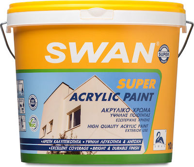 Swan Super Acrylic Plastic Acrilyc Paint for Exterior Use White 750ml