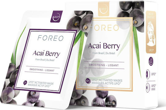 Foreo Acai Berry Μάσκα Ομορφιάς Προσώπου για Λείανση 6 τμχ x 6gr