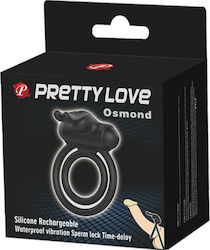 Pretty Love Osmond Silicone Rechargeable Cockring Vibration Ring Schwanz Silikon Schwarz