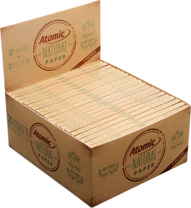 Atomic Natural Maxi Pack Cigarette Rolling Papers King Size with Cone Tips 32 sheets 20pcs