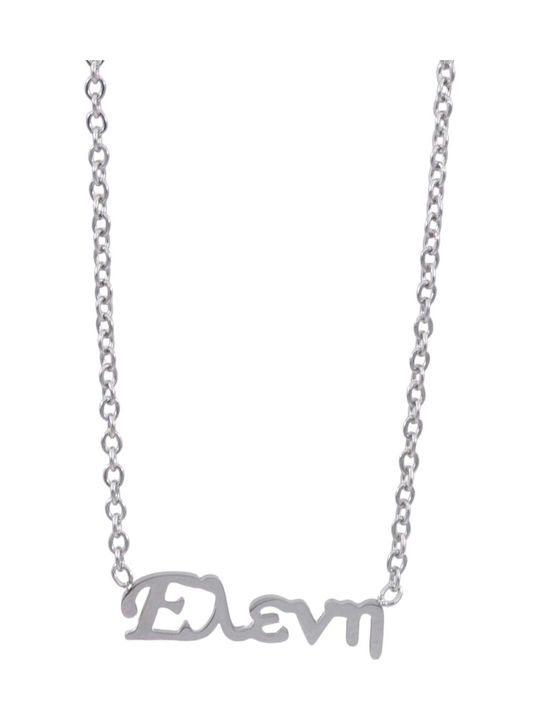 Women's steel necklace name Helen silver