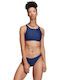 adidas Sport Bikini Set Sports Bra & Slip Bottom 3 Stripes with Adjustable Straps Blue