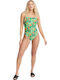 Superdry Neo Tropic Square Cut One-Piece Swimsuit with Open Back Floral Green