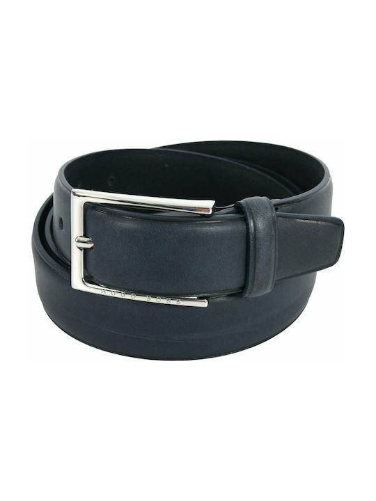 Hugo Boss Men's Leather Belt Navy Blue