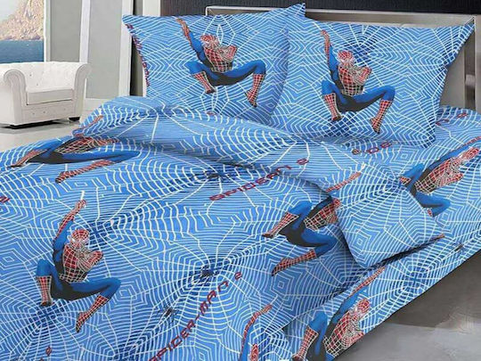Pătură pentru copii Single Spiderman Light Blue 160x240buc