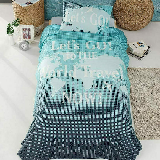 Beauty Home World Travel Set Kids Duvet Cover Single with Pillowcase Cotton 6108 160x240cm
