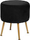 Stools For Living Room Upholstered with Velvet Solaro Black 1pcs 35x35x41cm