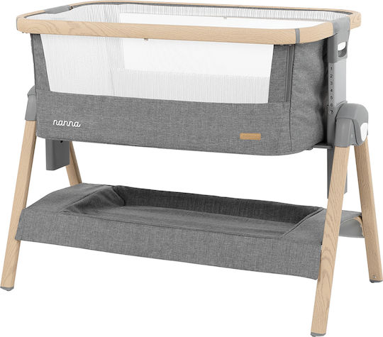 Kikka Boo Cradle Nanna with Mattress, Side Opening, and Wheels Dark Grey 31003020031