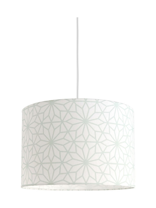 Veis Hesperis Geometric Single Bulb Kids Lighting Pendant of Fabric 60W with Drive Size E27 Floral Mint 35x24cm