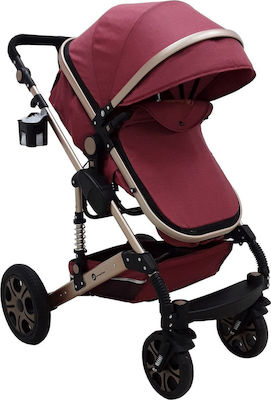 Beboulino Nesna 2 in 1 Adjustable 2 in 1 Baby Stroller Suitable for Newborn Wine 601-0608-0020