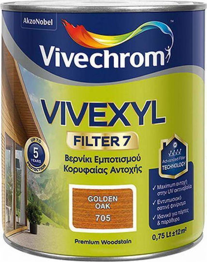 Vivechrom Βερνίκι Εμποτισμού Vivexyl Filter 7 Βερνίκι Εμποτισμού Διαλύτου Teak Σατινέ 2.5lt