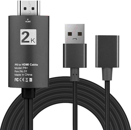 Powertech Cable HDMI male - USB-A female 1m Μαύρο