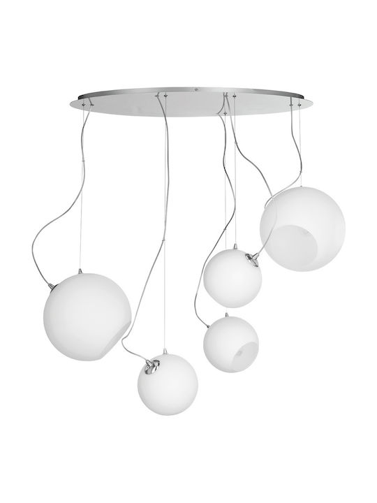 Ondaluce Lampara Pendant Chandelier for 5 Bulbs E27 White