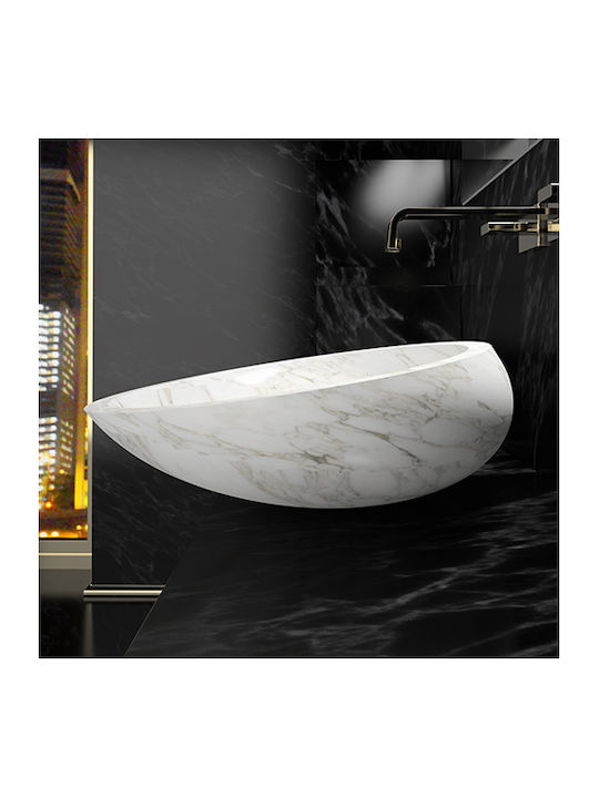 Glass Design Kool Max Επικαθήμενος Νιπτήρας Γυάλινος 54x40cm Λευκός