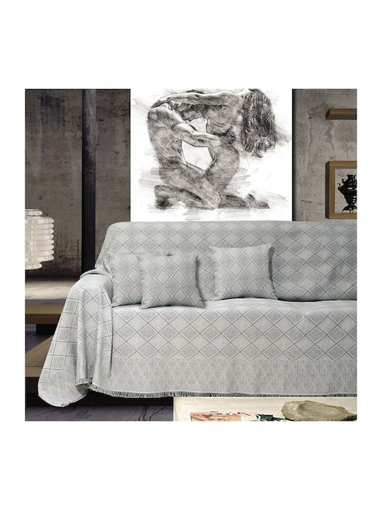 SB Home Kasandra Cuvertură Pentru Canapea 3 Locuri 180x300cm Argintiu