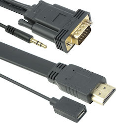 18229 HDMI 1.3 Плосък HDMI Мъжки - VGA Мъжки 1.8м Черен 18229 HDMI 1.3 Плосък HDMI Мъжки - VGA Мъжки 1.8м Черен