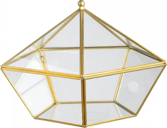 JK Home Decoration Декоративна кутия Стъкло Transparent/Gold 25x19см 1бр
