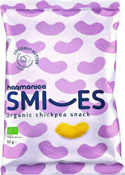 harmonica Organic Puffed Snacks Smiles from Chickpeas Coconut Butter 50gr