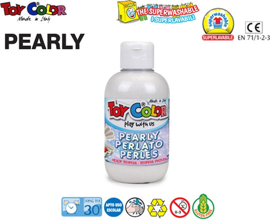 Toy Color Pearly Τέμπερα Ζωγραφικής Λευκή σε Μπουκάλι 250ml