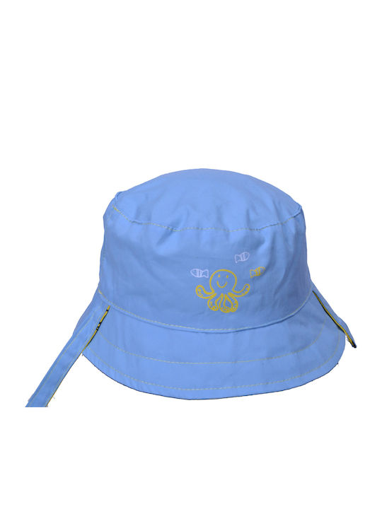 Детска кофа шапка памук двустранна кофа шапка синьо момче