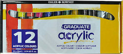 Daler Rowney Graduate Acrylic Set Culori Acrilice Pictură 22ml 12buc 123900012