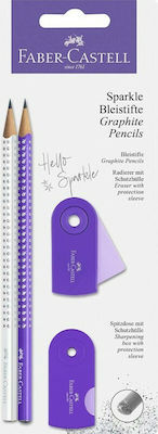 Faber-Castell Sparkle Pencil B Set with Scraper and Eraser Purple 4pcs