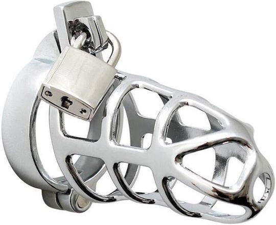 Rimba Metal Male Chastity Device With Padlock Клетка за Пенис в Сребрист Цвят