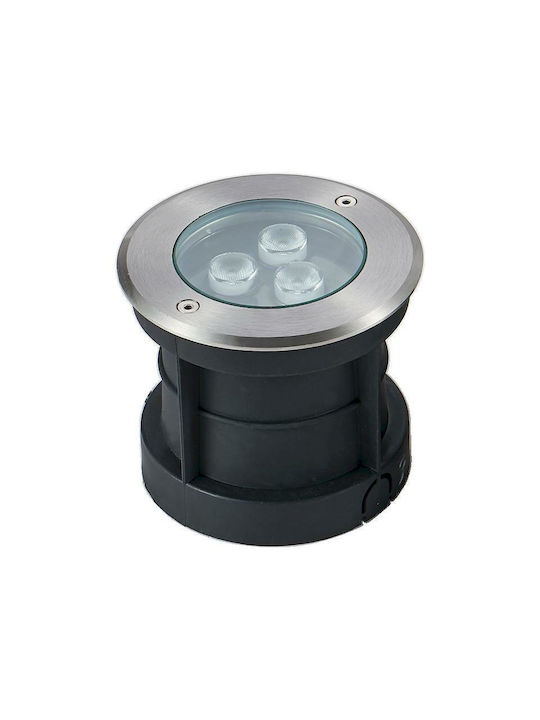 Geyer Spot De Podea LED 6W Cu Lumină Alb Cald IP68 Argintiu