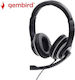 Gembird MHS-03-BK Over Ear Gaming Headset με σύνδεση 3.5mm Λευκό