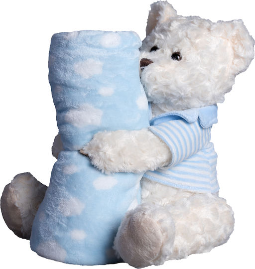 Silk Fashion Blanket Cot Bear 1 Fleece Light Blue with Animal 80x120cm