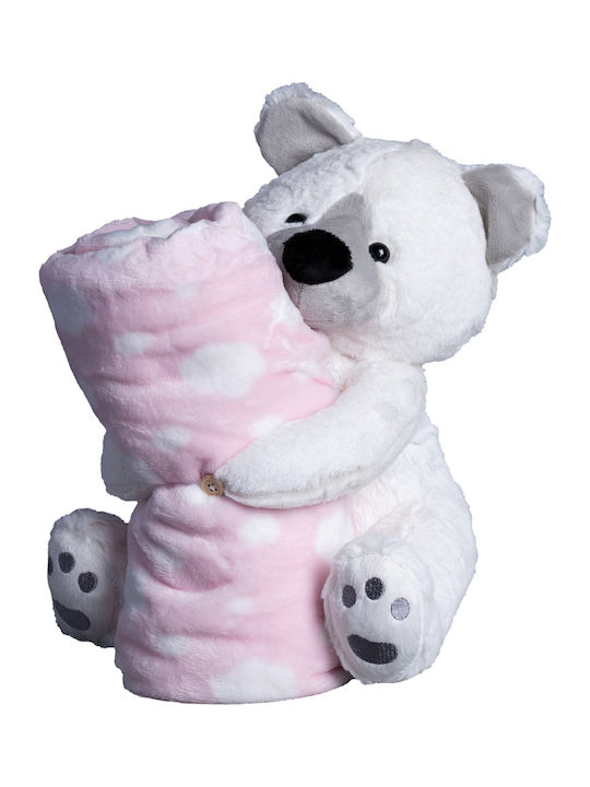 Silk Fashion Decke Kinderbett Bear Vlies Rosa mit Tierchen 80x120cm