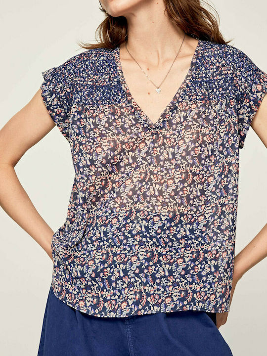 Pepe Jeans Suki Damen Sommer Bluse Ärmellos Blumen Mehrfarbig