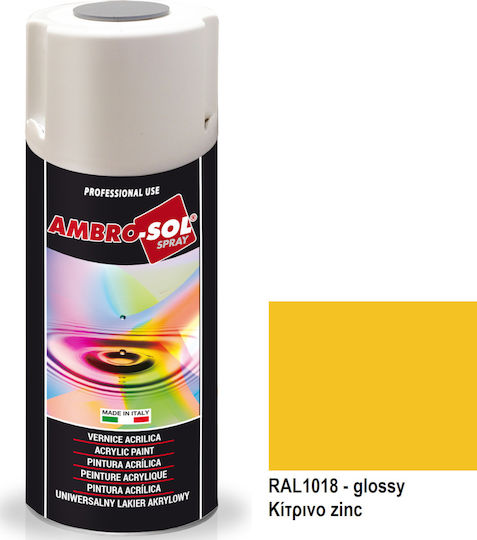 Ambro-Sol Σπρέι Βαφής V400 Ακρυλικό Zinc Yellow RAL 1018 400ml