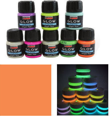 Pentart Glow In the Dark Acrylic Paint Set in Orange color Dark Orange 30ml 1pcs
