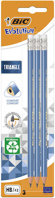 Bic Evolution Triangle Set de 3 Creioane HB cu Radieră Albastre