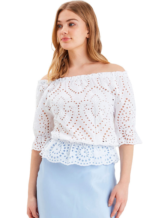 BYOUNG 'FILIA' BLOUSE FOR WOMEN 20808050-80100 (80100/OPTICAL WHITE)