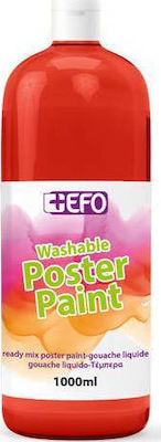 +Efo Poster Paint Tempera Colour Paint Bottle 1000ml Red