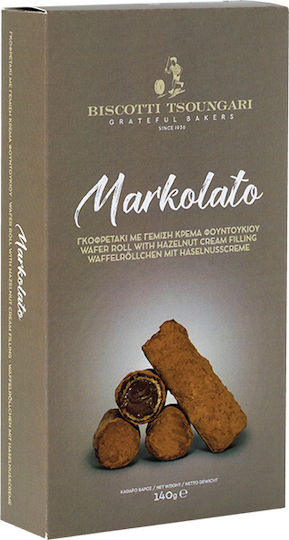 Biscotti Tsoungari Biscuits Markolato Hazelnut Cream With Topping 1pcs 140gr