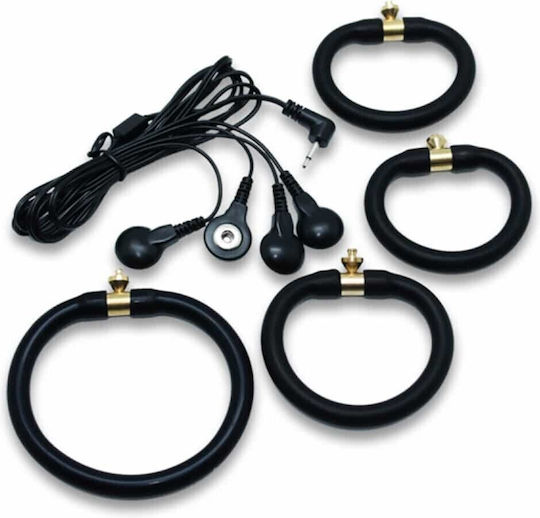 Rimba Electro Set Silicone Cock Rings Uni Polar pentru Electro-stimulare 4buc