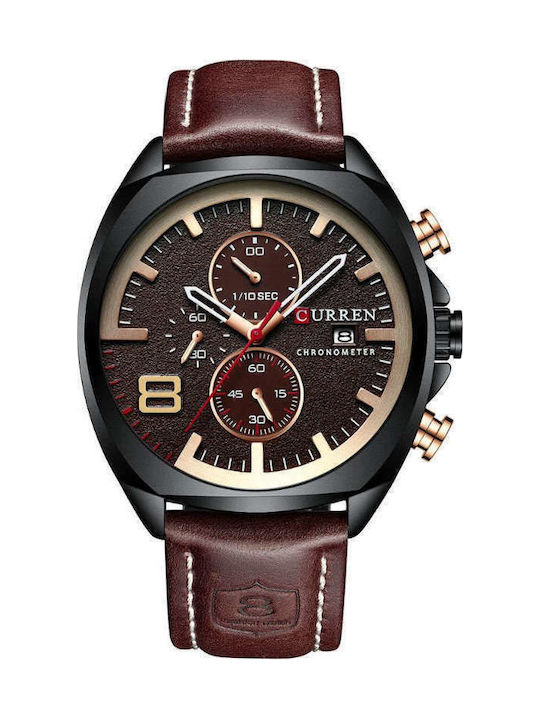 Curren Watch Battery with Brown Leather Strap