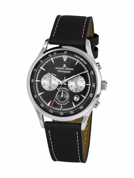 Jacques Lemans Retro Classic Men's Watch 41mm Battery with Black Leather Strap