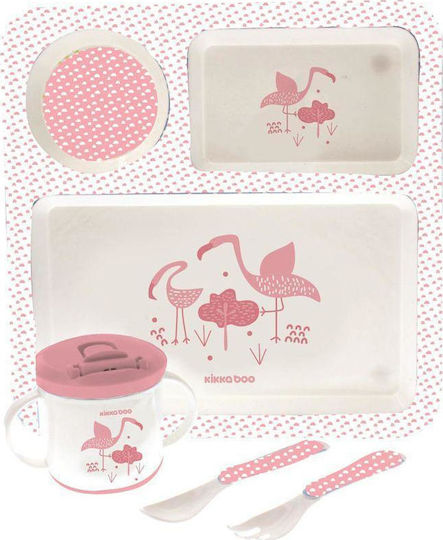 Kikka Boo Set de hrănire Flamingo din Melamină Roz 4buc