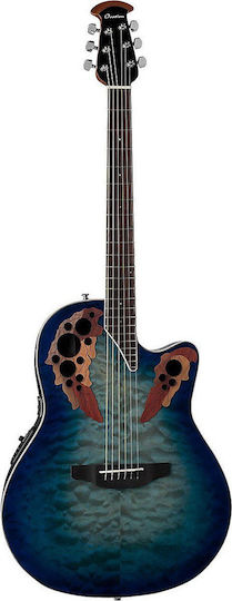 Ovation Semi-Akustik Gitarre Celebrity Elite Exotic Plus Super Shallow Ausschnitt Rot