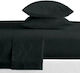 Melinen Sheet for Single Bed 170x260cm. Urban Black